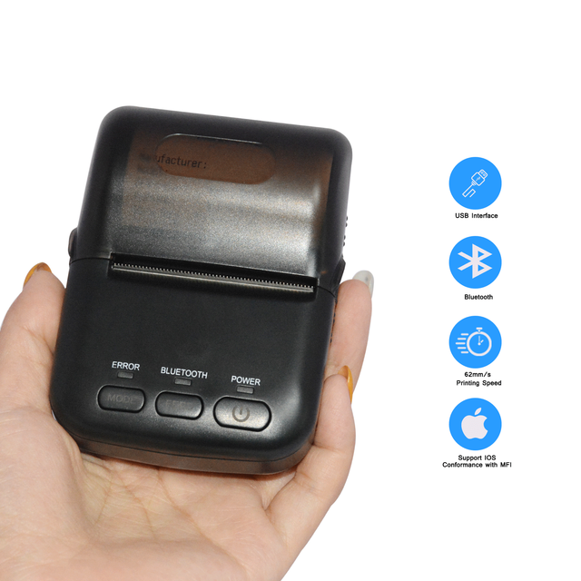 HCC Mini Bluetooth 58 мм Мобильный термопринтер для 2D штрих-кодов HCC-T12i