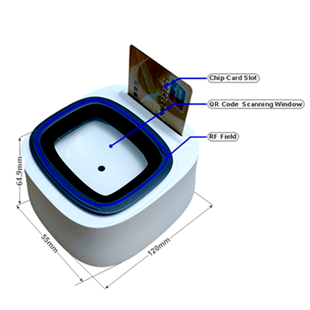 USB/RS232 Сканер штрих-кода Unionpay EMV 2D с бесконтактным считывателем карт HCC3300